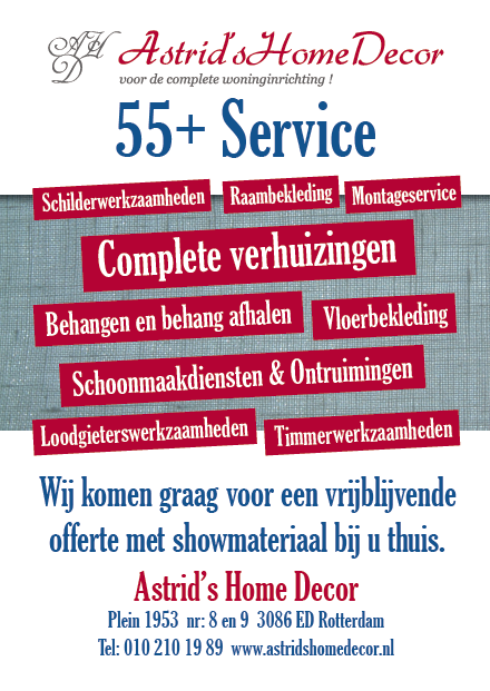 Flyer ontwerp AstridsHomeDecor 55+ Service